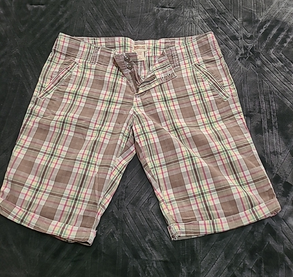 Massimo Plaid Shorts - Brown and Pink